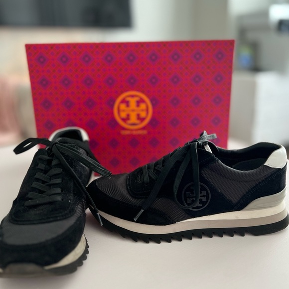 Tory Burch sawtooth logo sneakers in black/gray/white size US6 - Picture 3 of 7